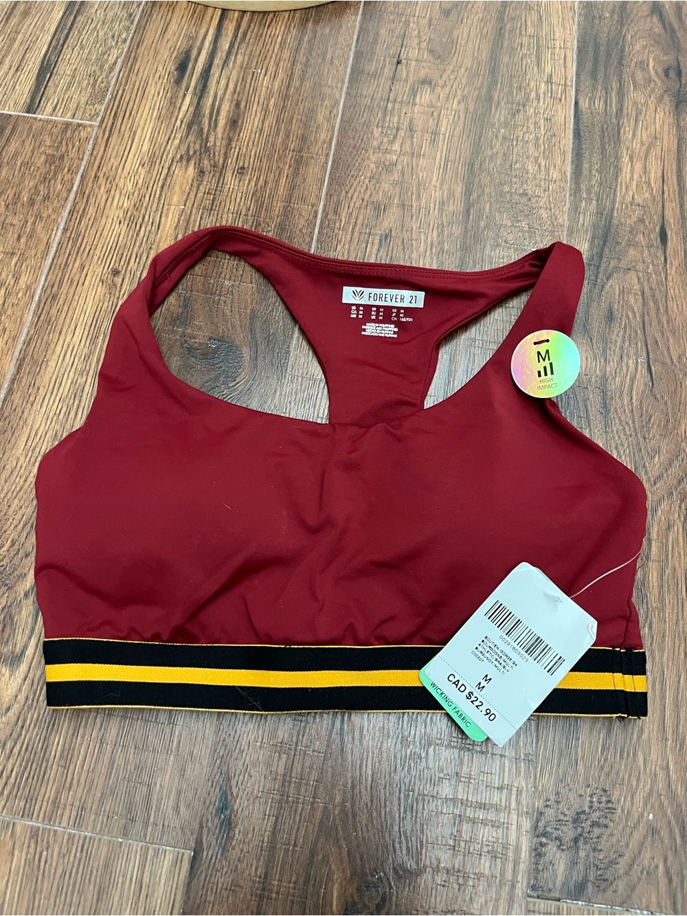 New! Forever 21 Racerback Sports Bra with Striped Underband